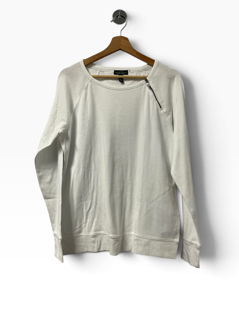 Lauren Ralph Lauren Top Women’s XL White 100% Cotton Zip Collar Long Sleeve